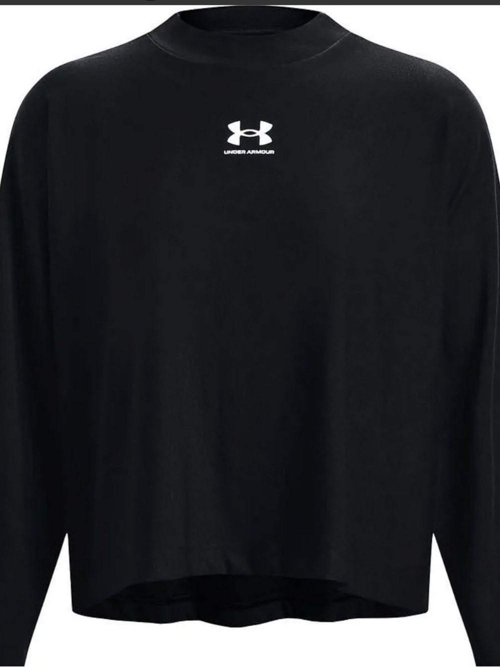 Under Armour Rival Terry Black Long-Sleeve Oversized Crew T-shirt Size Medium